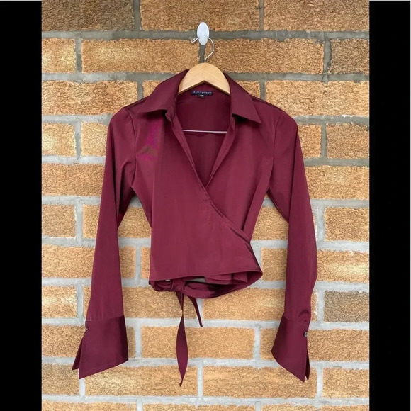 Antropologie burgundy metallic blouse XS - Picture 1 of 8